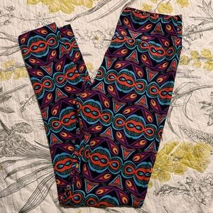 LuLaRoe Purple Teal Orange Patterned Leggings